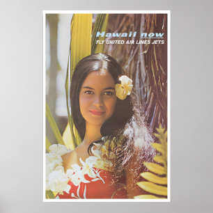 Affiche de femme hawaïenne Photo Hawaii United Air