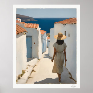 Affiche de femme marchant vers la mer