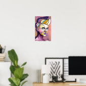 Affiche de femme punk colorée (Bureau à domicile)