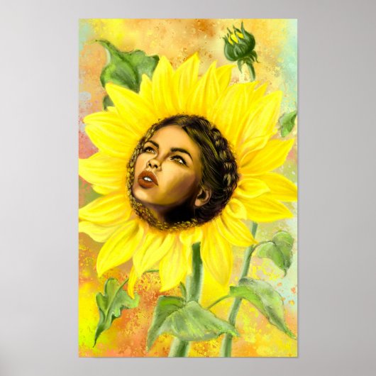 Affiche de femme tournesol jaune (Devant)
