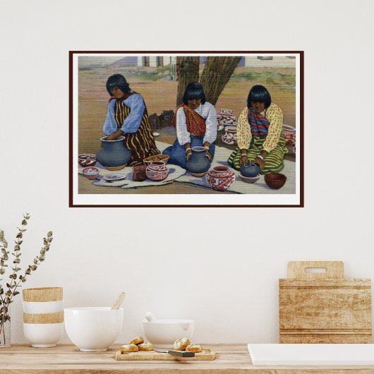 Affiche de femmes indiennes du Pueblo fabriquant d (Cuisine)