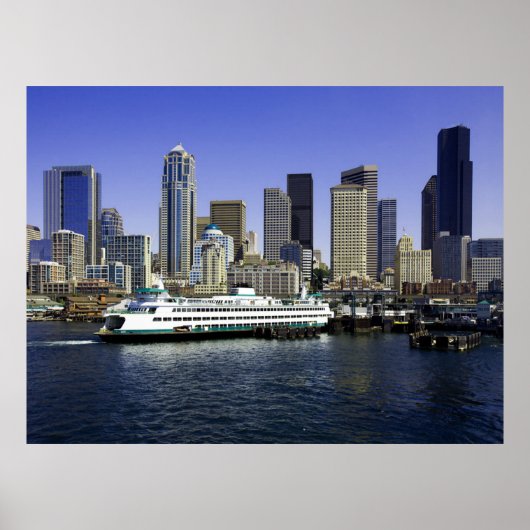 Affiche de ferry et de bâtiments de Seattle (Devant)