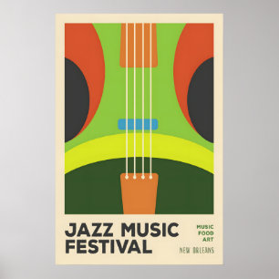 Affiche de festival de jazz abstrait moderne du mi