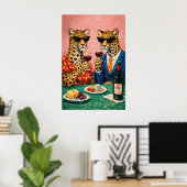 Affiche de fête au vin léopard, Art mural d'animal (Bureau à domicile)