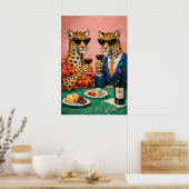 Affiche de fête au vin léopard, Art mural d'animal (Cuisine)