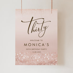 Affiche de fête d'anniversaire 30 ans Rose Gold