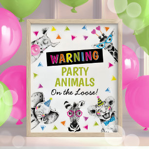 Affiche de fête d'anniversaire Animaux de Safari C