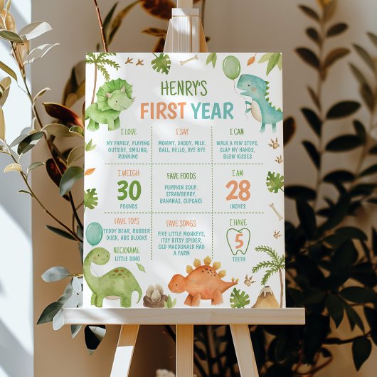 Affiche de fête d'anniversaire dinosaure pour garç