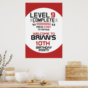 Affiche de fête d'anniversaire pour joueur