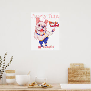 Affiche de fête de Bouledogue Français 