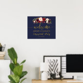 Affiche de fête de fiançailles Bohème Navy Or Mars (Bureau à domicile)