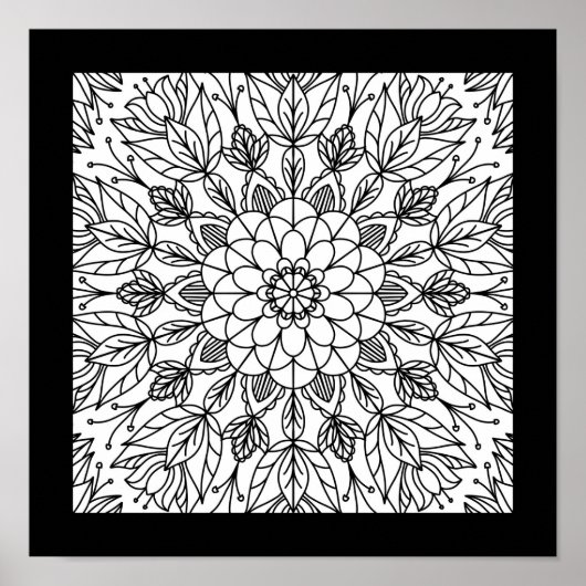 Affiche de fête de mandala de fleurs amusante pour (Devant)