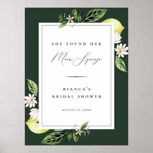 Affiche de Fête de Mariage Botanique Lemons Main S (Devant)