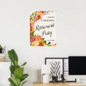 Affiche de fête de retraite à l'aquarelle florale (Bureau à domicile)