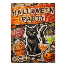Affiche de fête d'Halloween avec chat noir