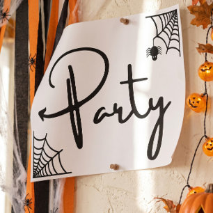 Affiche de fête d'Halloween par ici flèche gauche