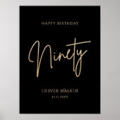 Affiche de fête pour 90e anniversaire Elegant Blac (Devant)