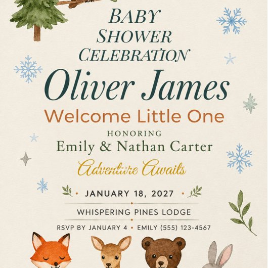 Affiche de fête prénatale en milieu forestier
