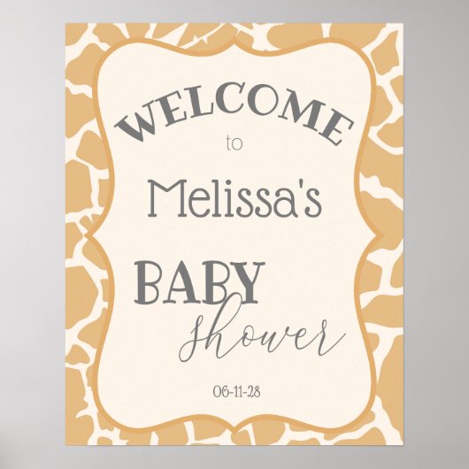 Affiche de fête prénatale pour bébé girafe garçon  (Devant)