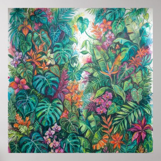 Affiche de feuillage botanique tropical luxuriant (Devant)