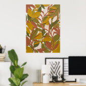 Affiche de feuille botanique verte ocre (Bureau à domicile)
