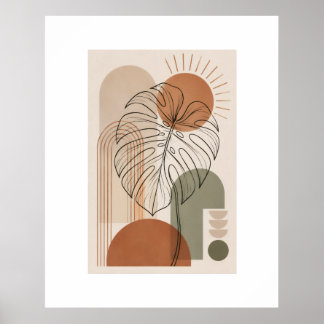 Affiche de feuille de Monstera botanique boho mode