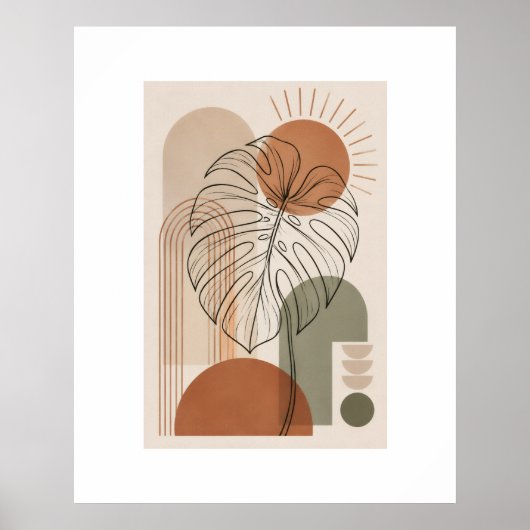 Affiche de feuille de Monstera botanique boho mode (Devant)
