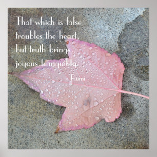 Affiche de feuille de rose de citation de Rumi