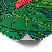 Affiche de feuilles de jungle botanique d'Hibiscus (Coin)