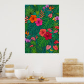 Affiche de feuilles de jungle botanique d'Hibiscus (Cuisine)