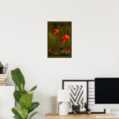 Affiche de feuilles et branches rouges (Bureau à domicile)
