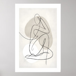 Affiche de figure de contour abstrait - Gris neutr