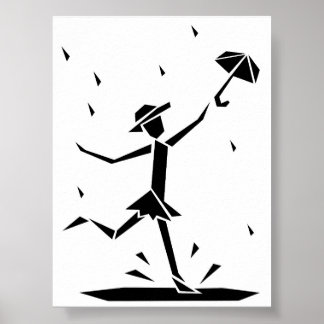 Affiche de figure géométrique de parapluie noir et