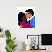 Affiche de fille à peau noire embrassant (Bureau à domicile)