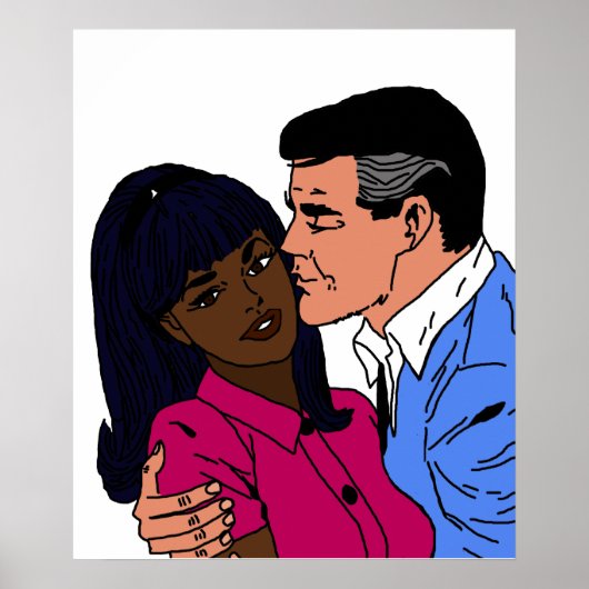 Affiche de fille à peau noire embrassant (Devant)