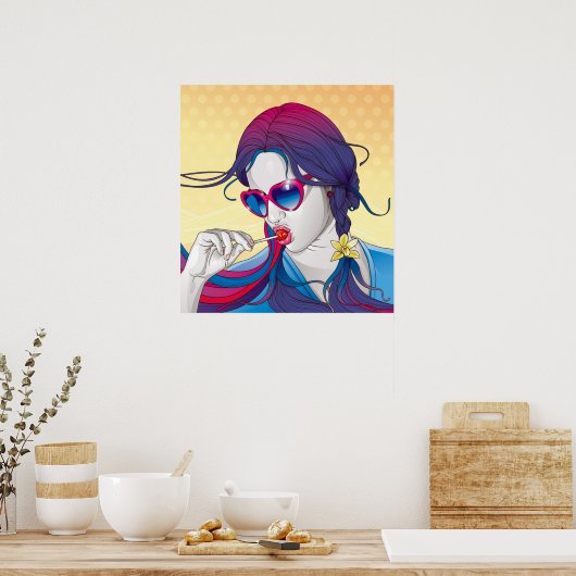 Affiche de fille colorée (Cuisine)