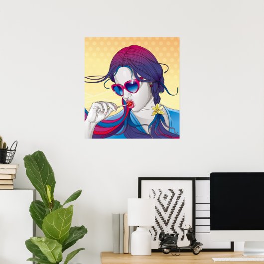 Affiche de fille colorée (Bureau à domicile)