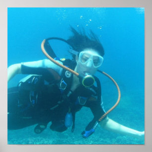 Affiche de fille de scaphandre