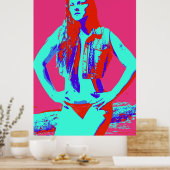 affiche de fille en bikini rouge confiante (Cuisine)