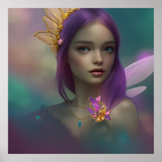 Affiche de fille fée douce fantaisie rêveuse rose (Devant)