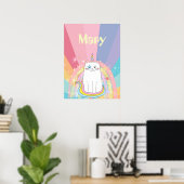 Affiche de fille Meow-Gique Caticorne avec nom (Bureau à domicile)