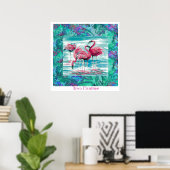 Affiche de Flamants roses Disco (Bureau à domicile)