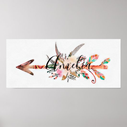 Affiche de flèche florale personnalisée (Devant)