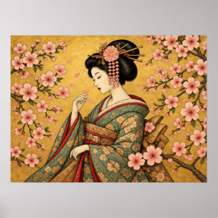 Affiche de fleur de cerisier Oiran japonaise