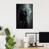 Affiche de fleur de chat noir fumant, Dark Academi (Bureau à domicile)