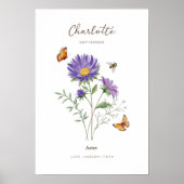 Affiche de fleur de naissance Aster (Devant)
