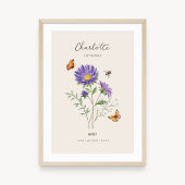 Affiche de fleur de naissance Aster