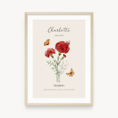 Affiche de fleur de naissance Carnation