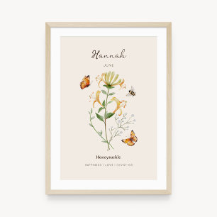 Affiche de fleur de naissance Chèvrefeuille