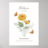 Affiche de fleur de naissance Chrysanthème (Devant)